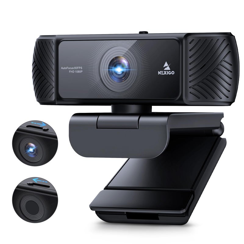 NexiGo 1080P 60FPS Webcam with Software Control and Microphone, AutoFocus, w/Privacy Cover, N680P Pro Computer Web Camera for Skype Zoom Teams, Mac PC Laptop Desktop - Image 1